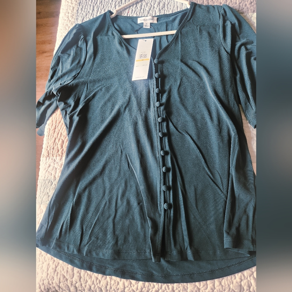 Calvin Klein Hunter Green Elegant Top